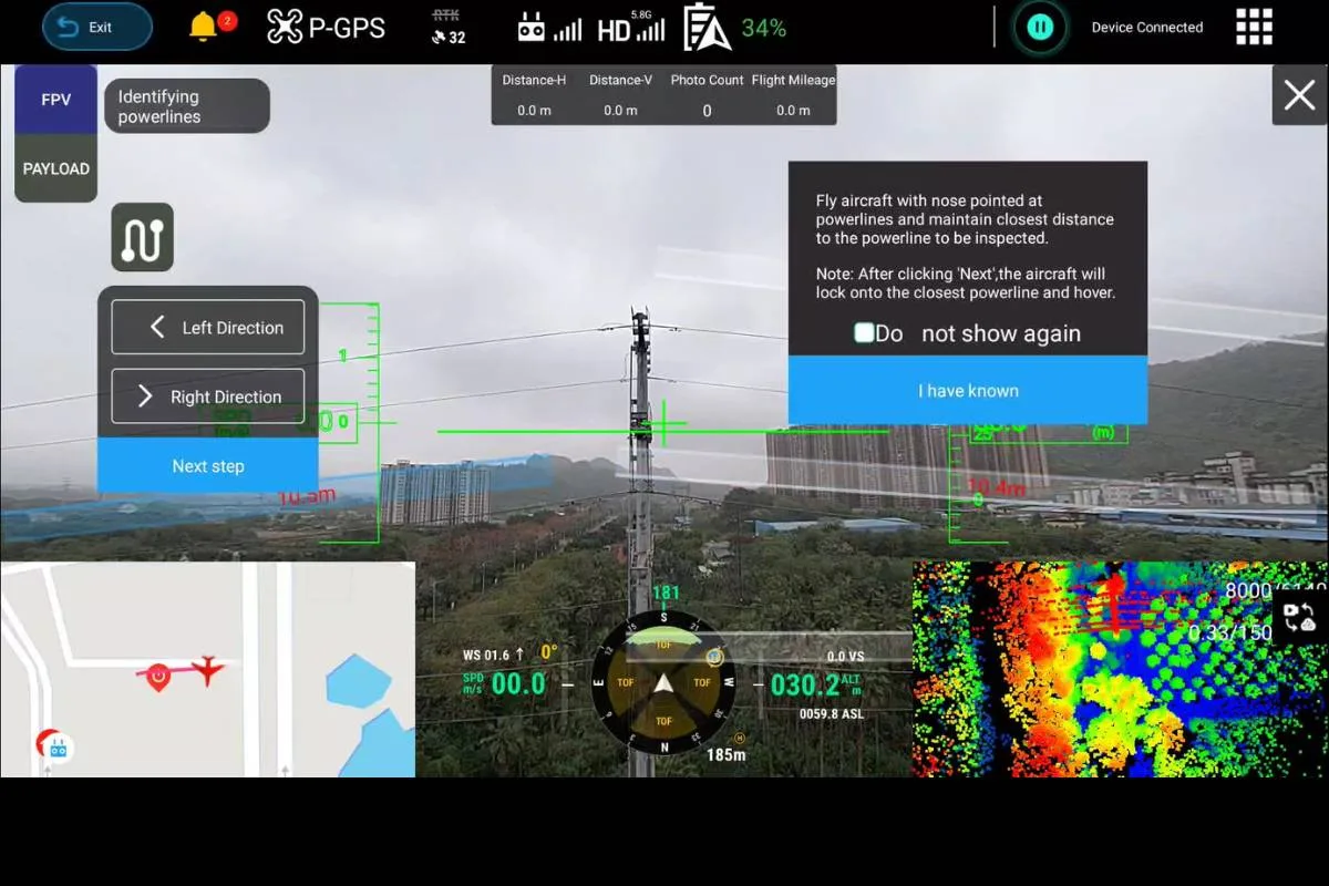 Analyse d'une ligne électrique haute tension par LiDAR LiAir X4 Plus